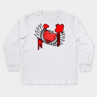 Winged Heart (Red and Black Version) Kids Long Sleeve T-Shirt